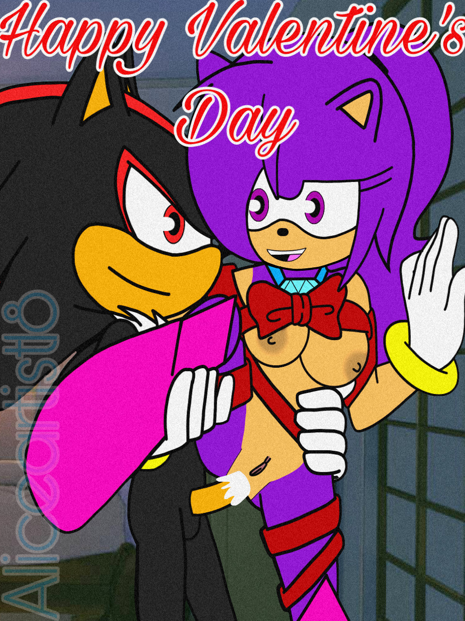 1boy 1boy1girl 1girls 3:4 anal anal_penetration ashley_the_hedgehog big_breast black_body black_fur bow_bra bracelet breasts catrashley18 cum cum_in_ass diamond erection eulipotyphlan fan_character female gloves hedgehog held_up jewelry leg_grab leg_lift legs_up male male/female mostly_nude necklace nude oc oc_x_canon original_character partially_clothed penetration penis purple_body purple_eyes purple_fur purple_hair red_eyes self_insert shadow_the_hedgehog shoes sonic_(series) standing straight two-tone_hair valentine's_day