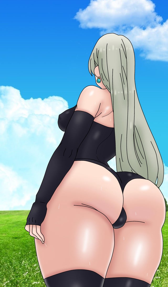 ass, ass hanging out, big ass, breasts, chimeraindura, clothed, elizabeth liones, female, female only, nanatsu no taizai, rear view, sideboob, solo, thick thighs