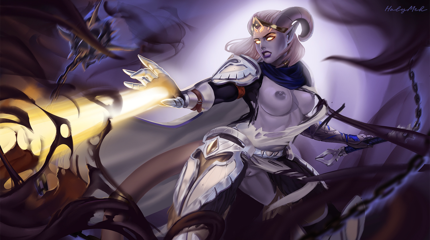 athletic, athletic female, draenei, female, female only, functionally nude, functionally nude female, holymeh, horns, lightforged draenei, paladin (warcraft), world of warcraft