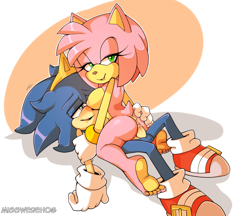 age_difference amy_rose anthro anthro_on_anthro areola ass ass_grab assertive_female blue_body blue_fur breasts cowgirl_position crown eulipotyphlan feet female_on_top footwear furry gloves green_eyes hedgehog looking_at_viewer looking_back manik_acorn misswerehog nude older_female pink_body pink_fur pink_hair sex shoes sonic_(series) sonic_the_hedgehog_(archie) sonic_the_hedgehog_(comics) sonic_the_hedgehog_(series) source_request time_paradox vaginal vaginal_penetration younger_male