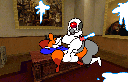 1boy, 1girls, 2d, animated, anthro, anthro male, balancedfox, bfad, closed eyes, combine (half-life series), combine assassin (half-life series), cum, cum on floor, cum on painting, cum on wall, cumshot, erect penis, erection, female, fox, fox boy, fox male, gas mask, genitals, gif, half-life (series), half-life 2, half-life 2 beta, hand on partner, hand on partner's genitalia, hand on partner's penis, hand on penis, handjob, hands behind head, human, human female, loop, lying, lying on back, lying on table, male, mask, masked, masked female, masturbation, penis, relaxing, smiling, soups (superiorfox), straight, superiorfox, tagme, testicles, valve (company)