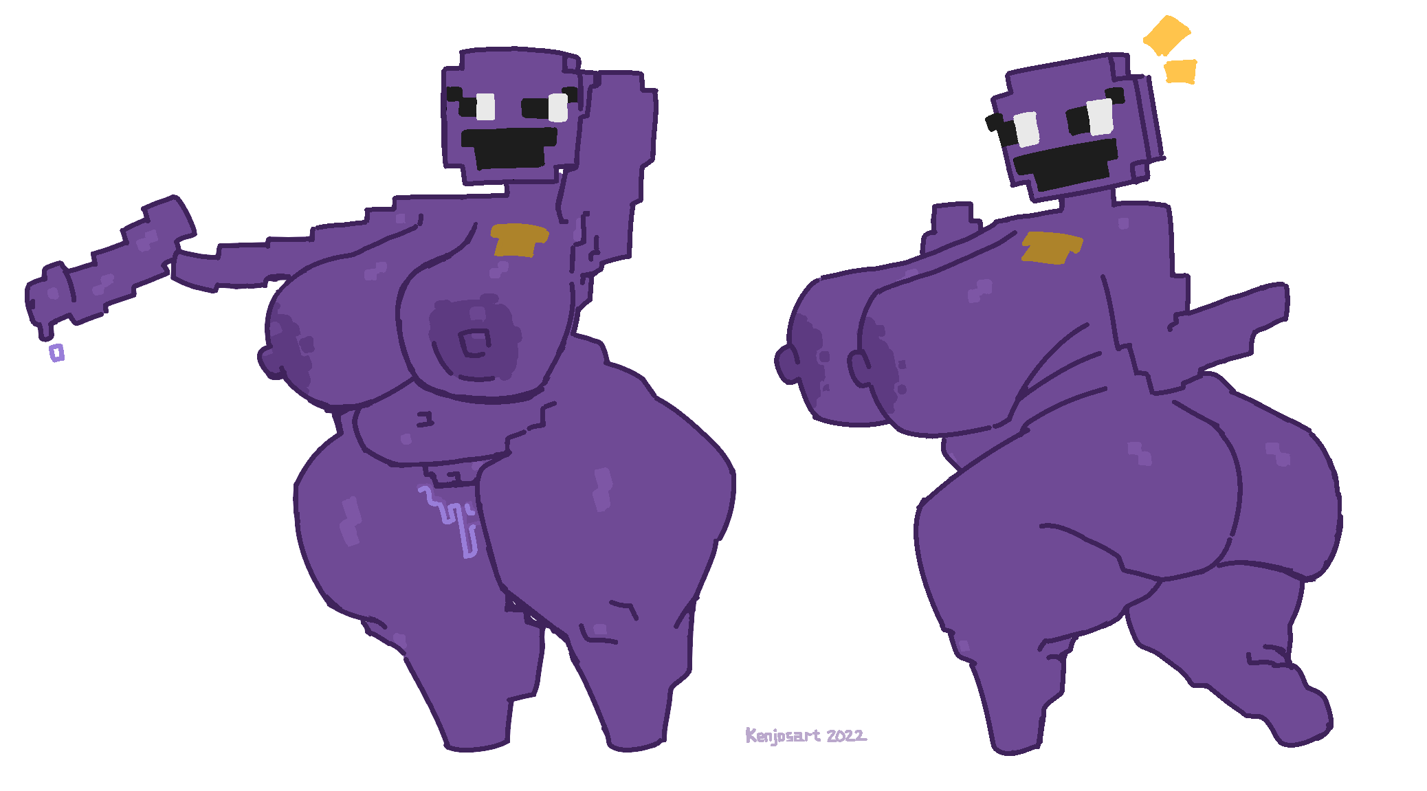 anthro armpit armpits big_breasts breasts dildo female five_nights_at_freddy's kenjosart nipples penis purple_body purple_girl purple_nipples purple_skin pussy rule_63 tagme