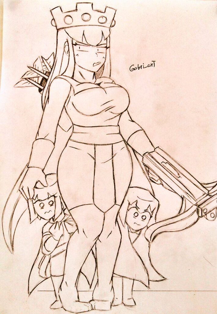 annoyed annoyed_expression archer_(clash_of_clans) archer_queen_(clash_of_clans) big_breasts clash_(series) clash_of_clans clothed clothed_female clothing female female_only fully_clothed fully_clothed_female gabri_art safe_for_work scared scared_expression tagme