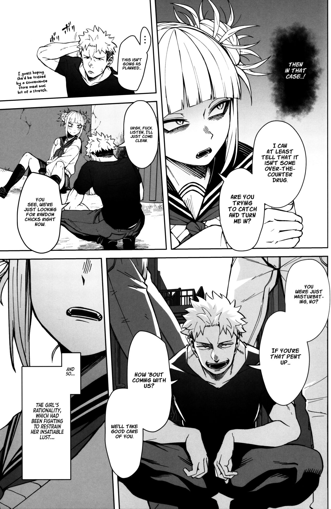 anal, anal sex, blowjob, breasts, comic, double penetration, female, group, group sex, himiko toga, kobaji, my hero academia, rape, threesome