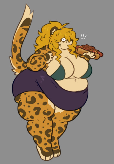 bbw, big breasts, breasts, character request, cleavage, female, furry, huge breasts, mexifurfoof, overweight, tagme, thick thighs, weight gain, wide hips
