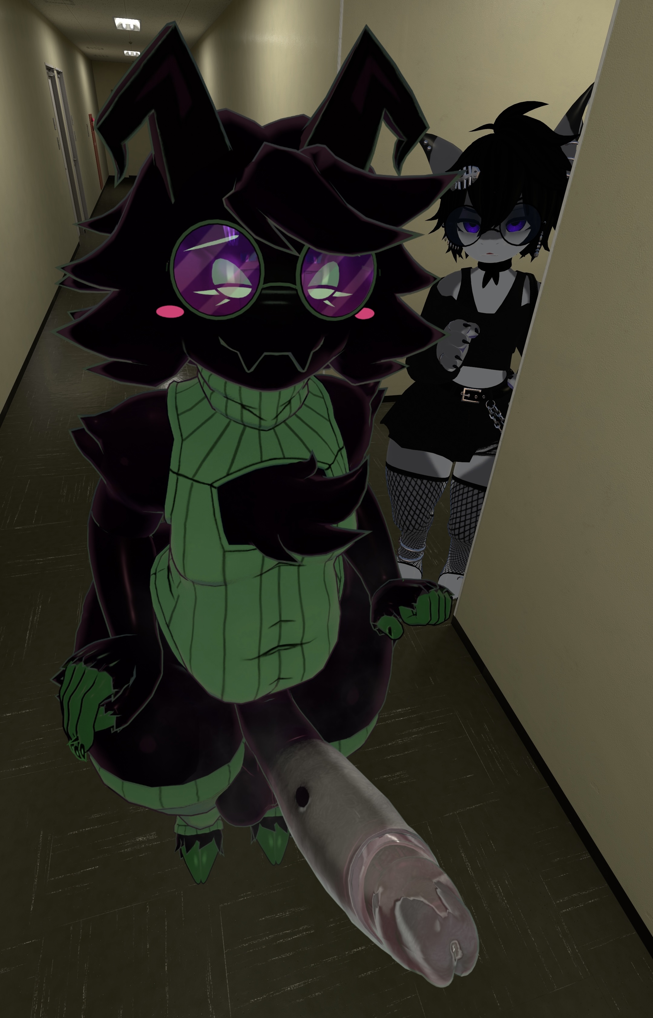 3d, big penis, bodysuit, cock, cum on penis, deltarune, dick, femboy, furry, furry only, male, office, peaking, penis, ralsei, ralsei (cryptiacurves), ralsei with black fur, sabrean, shark, shark boy, smug, smug face, socks, thick legs, thick thighs, thighhighs, vrchat, vrchat avatar, vrchat model