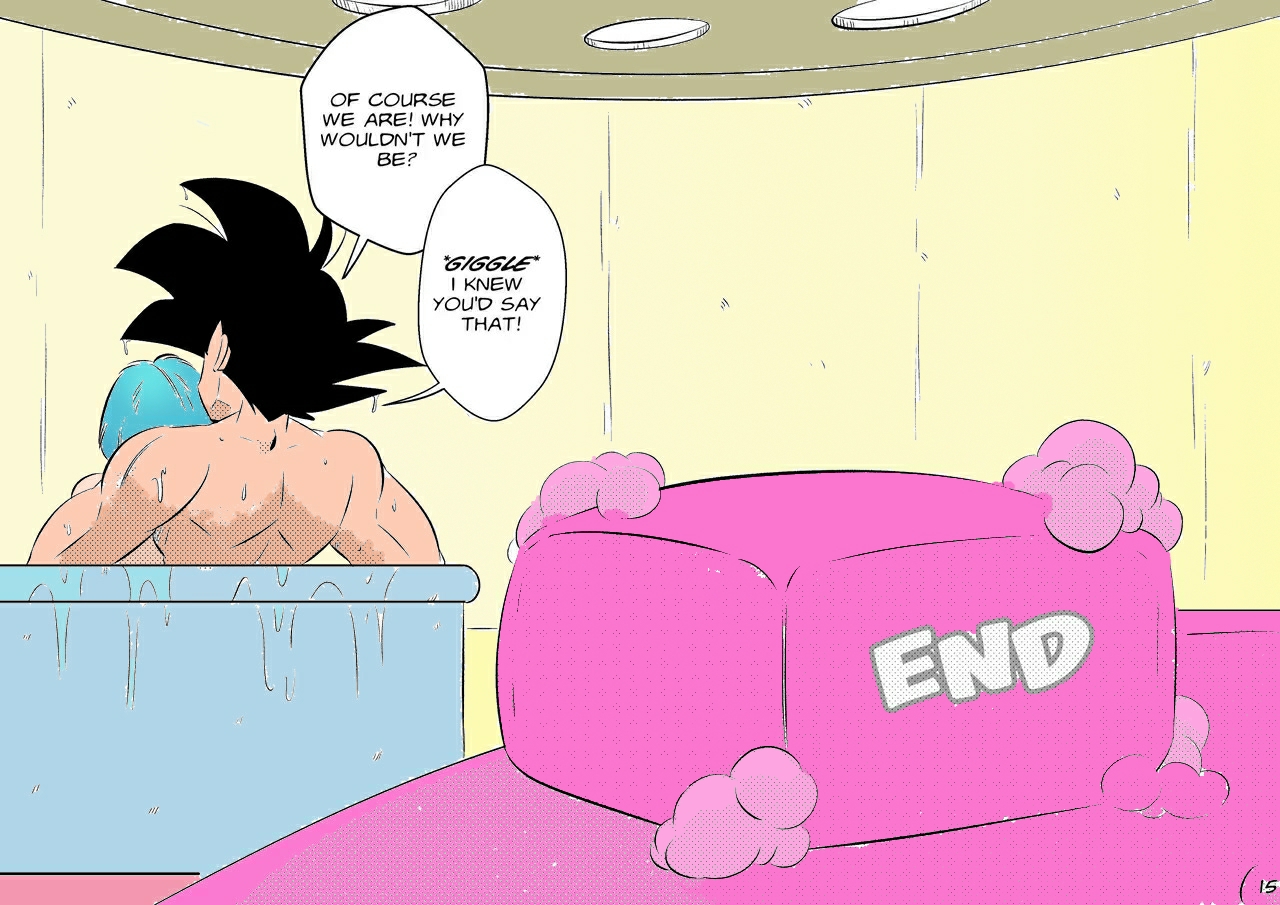 1boy1girl, bath, bathtub, bulma briefs, cheating, dragon ball, dragon ball super, female, funsexydragonball, male, soap, son goku, woman