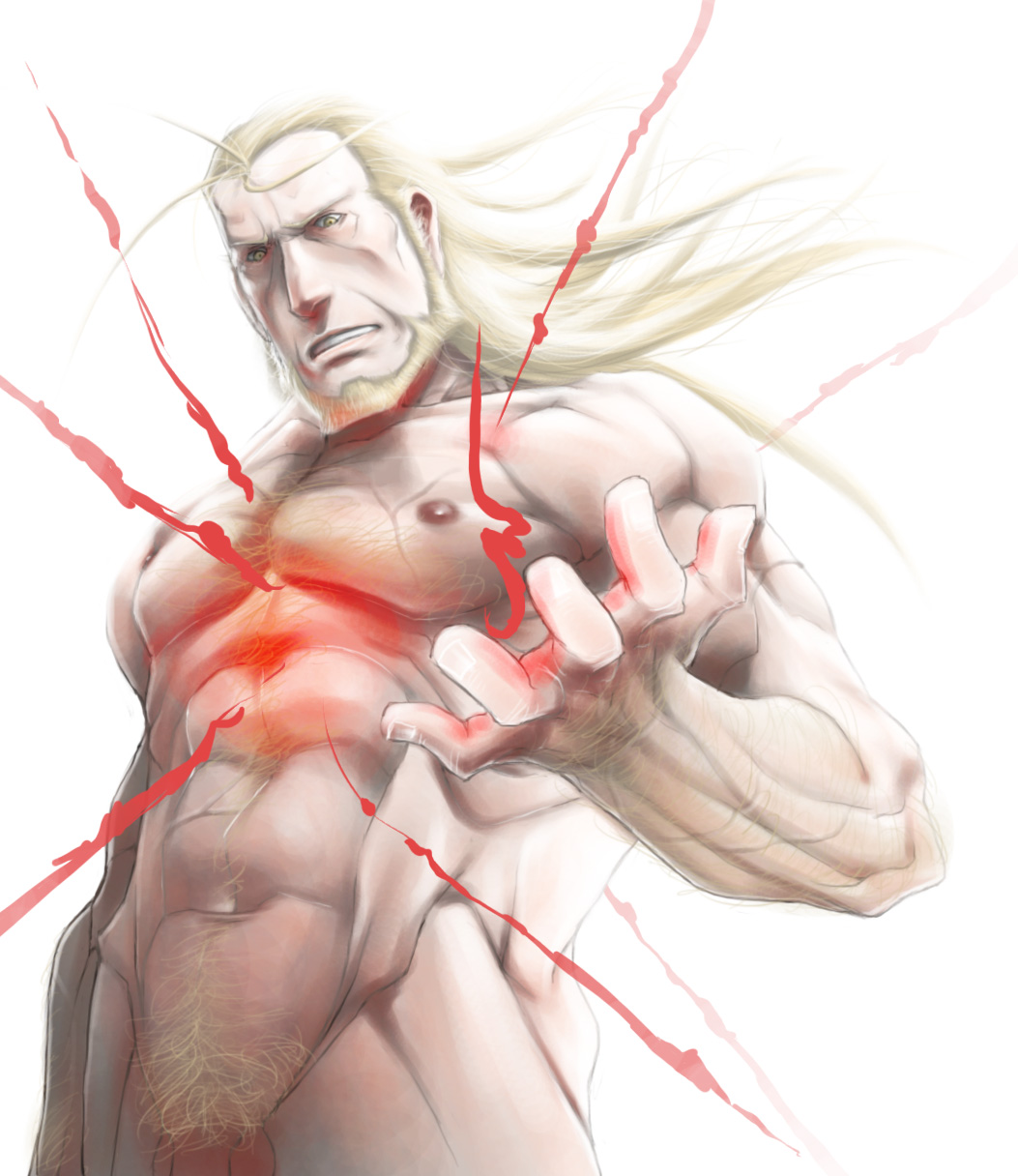 abs color father_(fma) front_view fullmetal_alchemist hairy human male male_only muscles nude solo tagme