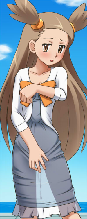 awa gym_leader jasmine_(pokemon) long_hair nintendo orgasm pokemon ribbon see-through skirt squirt