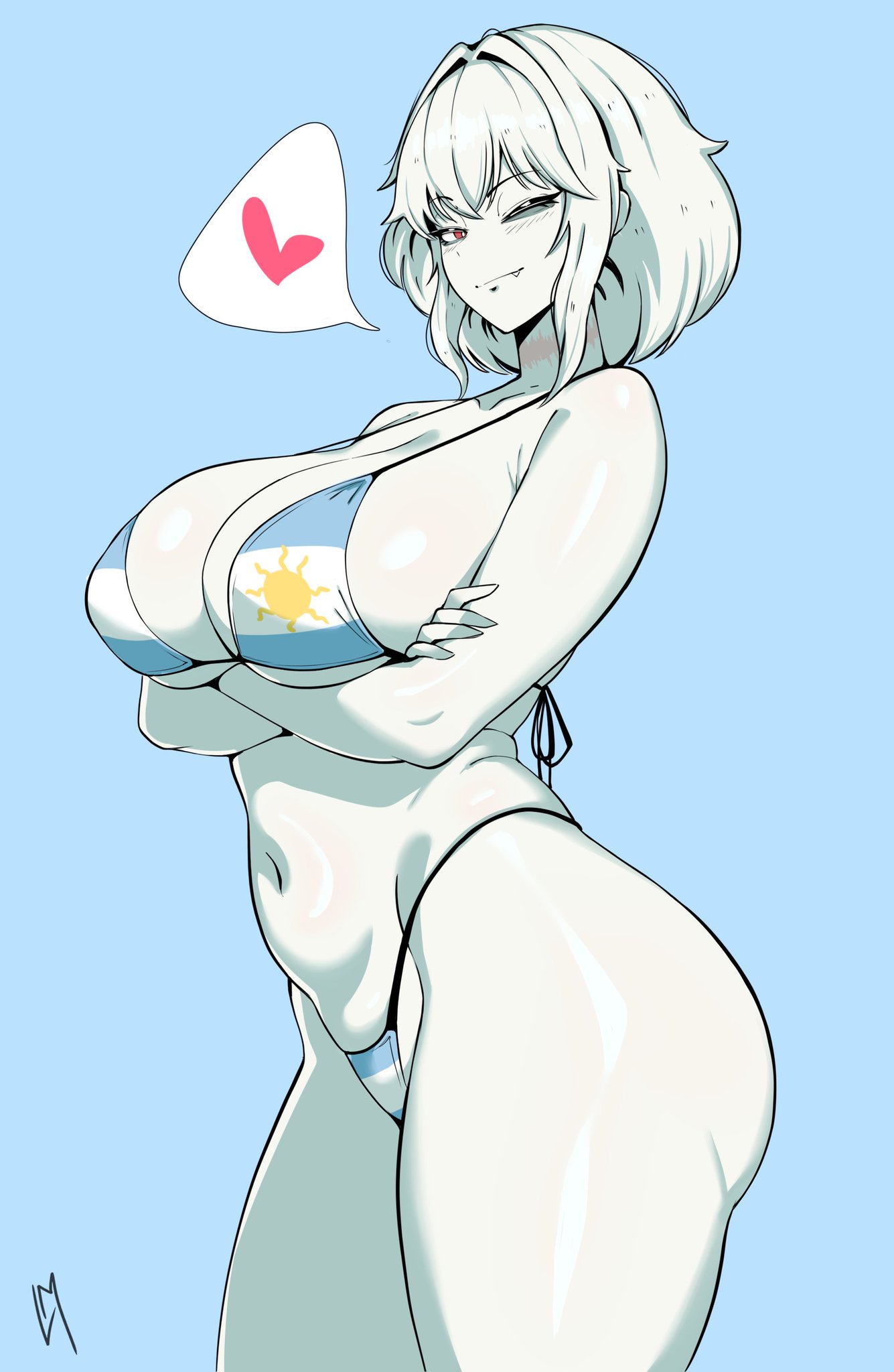 albina (tidal), big ass, big breasts, big butt, big thighs, big titties, bikini, breasts, clothing, curvaceous, curvaceous female, curvaceous figure, curvy, curvy figure, curvy hips, female, female focus, female only, lilymoth, original, original character, short, white hair, white skin