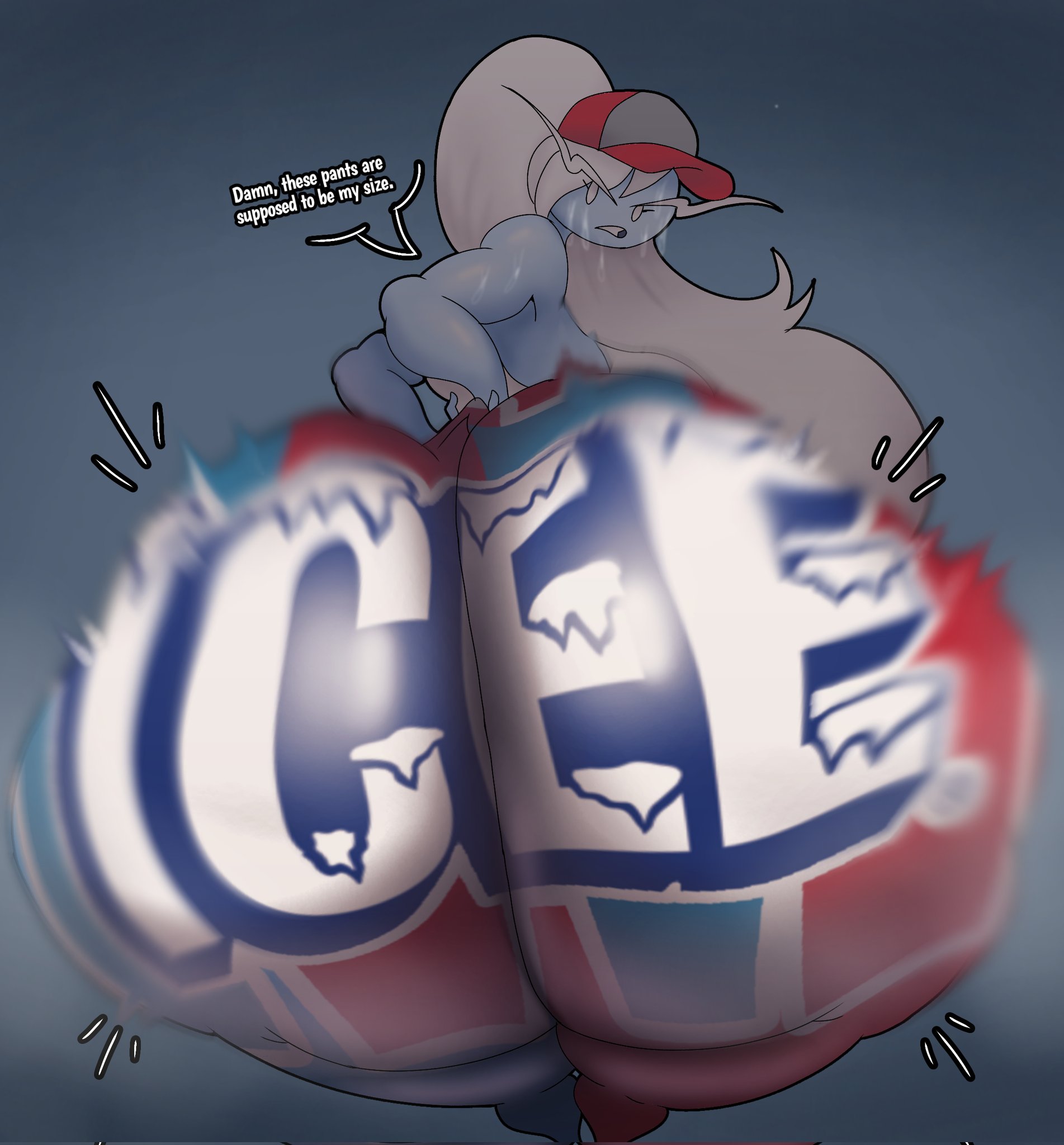 1girls, adventure time, ass, big ass, female, female only, ice queen (adventure time), ice queen (icee outfit), icee, novelty pants, round ass, solo, solo female, tagme, thedeathcrow05, twerking