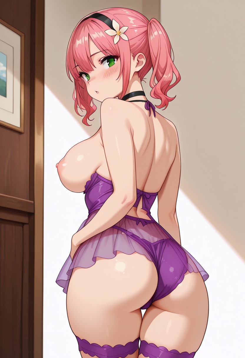 1girls, ai generated, babydoll, big breasts, breasts, breasts exposed, breasts out, civitai, erect nipples, exposed breasts, female, female focus, female only, huge breasts, hylian r34, immoral game master, koharu (immoral game master), large breasts, lingerie, lingerie only, one sided wedgie, oppai, purple lingerie, tagme, uncensored, voluptuous, voluptuous female