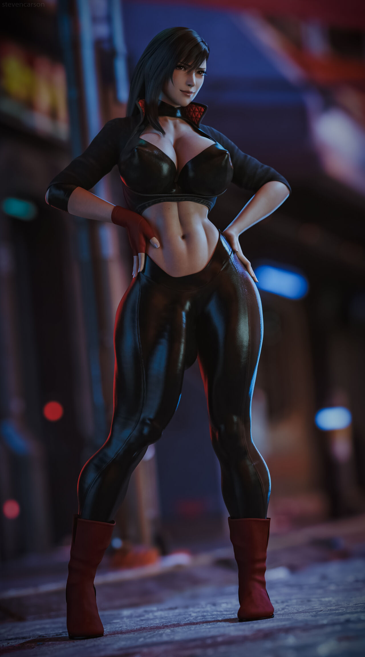 1futa, 3d, balls, balls bulge, big balls, big breasts, big penis, breasts, bulge, bulge down leg, cameltail, clothing, dissidia, dissidia final fantasy, final fantasy, final fantasy vii, fully clothed, futa only, futanari, huge breasts, huge cock, intersex, light skin, light-skinned futa, nipple bulge, nipples visible through clothing, penis, penis to the knees, shiny clothes, solo, stevencarson, tank top, tifa lockhart