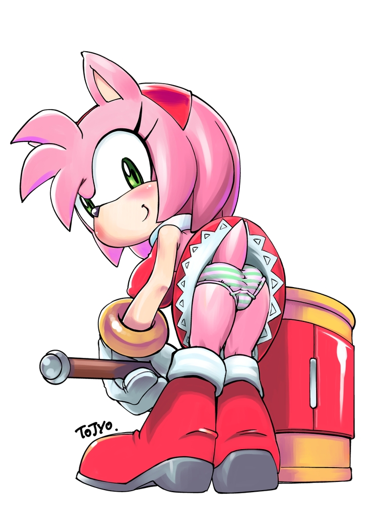 amy_rose cute panties pantsu pink_fur pink_hair sonic_(series) tojyo upskirt