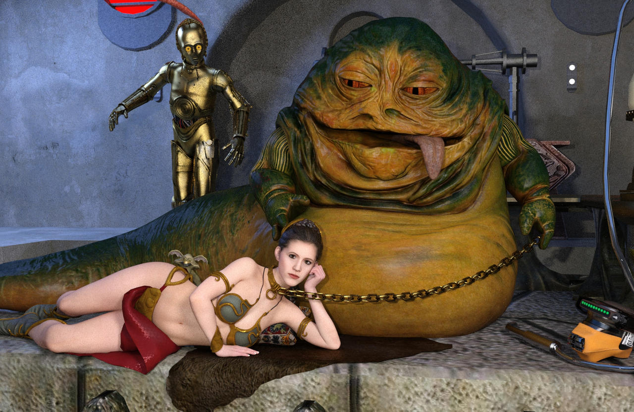 1girls 3boys 3d alien belly_dancer belly_dancer_outfit boots brown_eyes brown_hair c-3po canonical_scene carrie_fisher chain_leash chained dancer dancer_outfit dazinbane enslaved_royal female harem_girl harem_outfit human humansub hutt interspecies jabba's_palace jabba_the_hutt kowakian_monkey-lizard light-skinned_female light_skin loincloth looking_at_viewer male monster princess_leia_organa protocol_droid return_of_the_jedi salacious_crumb seductive_pose slave slave_bikini slave_collar slave_leia slave_outfit slavegirl star_wars straight