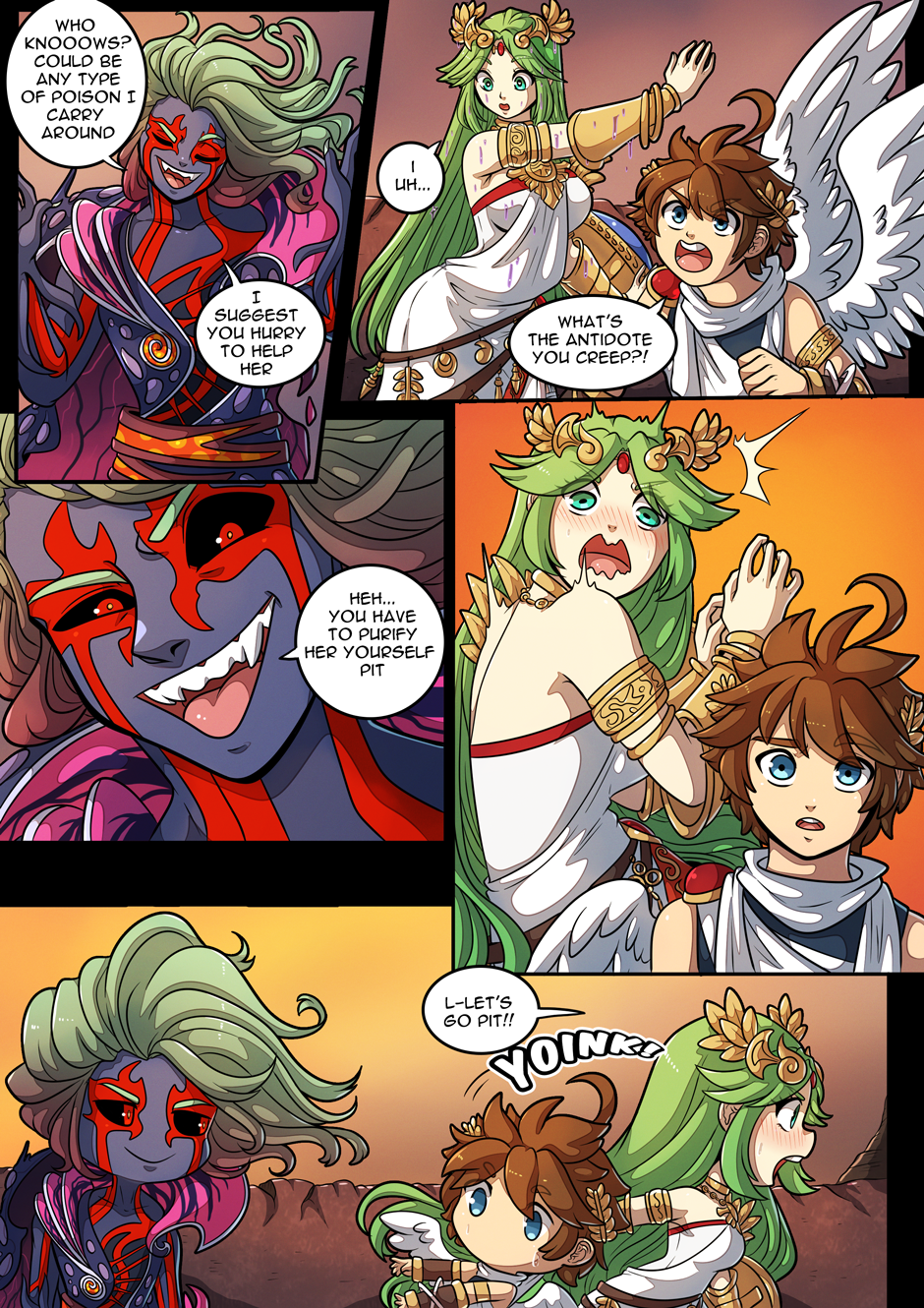 angel blush comic comic_page female goddess kid_icarus kid_icarus_uprising kinkymation male nintendo palutena pit_(kid_icarus) shocked yoink