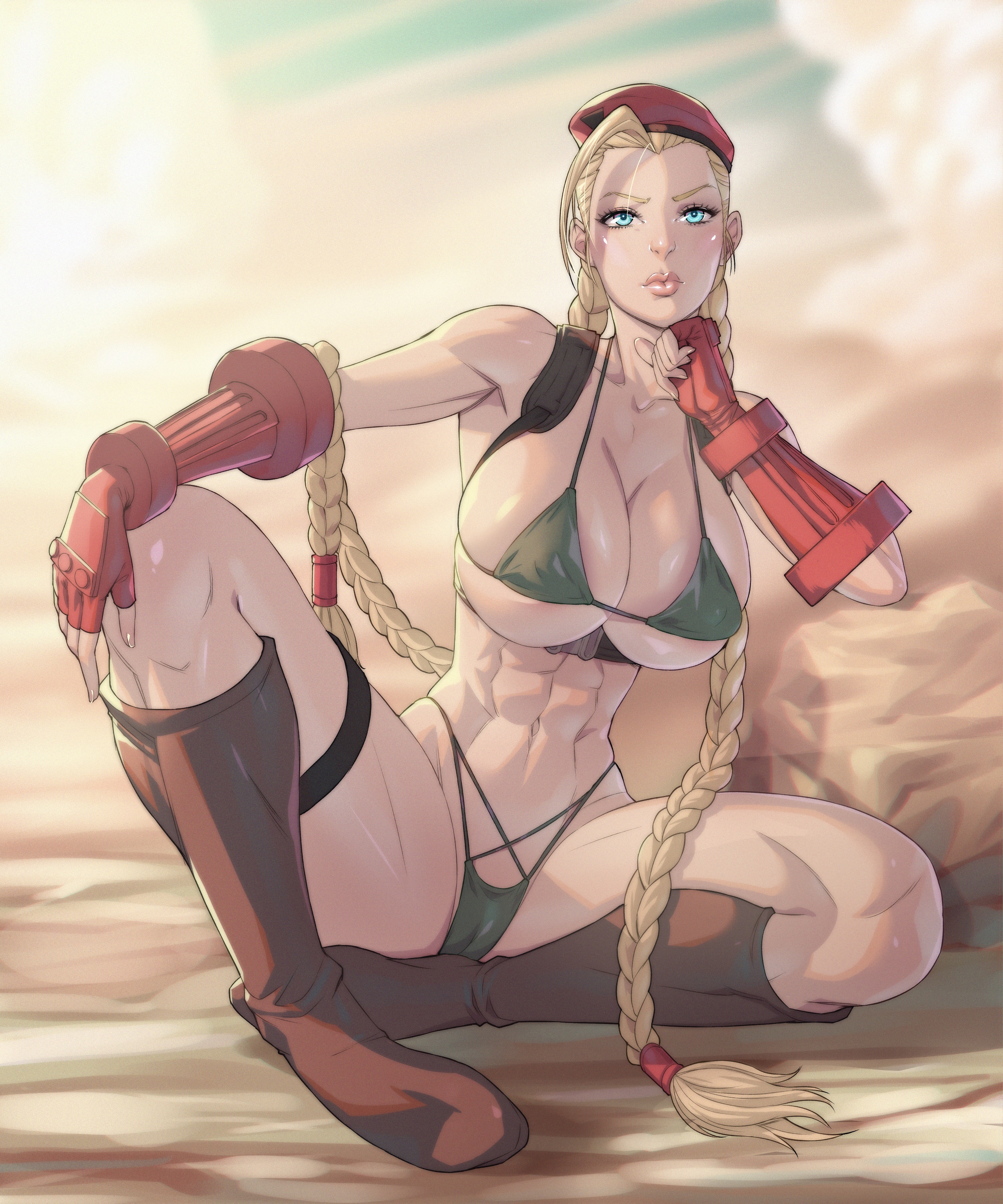 1girls, arttoru, athletic, athletic female, breasts, cammy white, female, female only, huge breasts, human, solo, street fighter, thick thighs