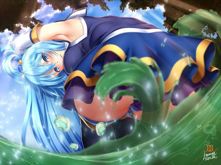 aqua_(konosuba) embarrassed ikemura_hiroichi kono_subarashii_sekai_ni_shukufuku_wo! purification tagme