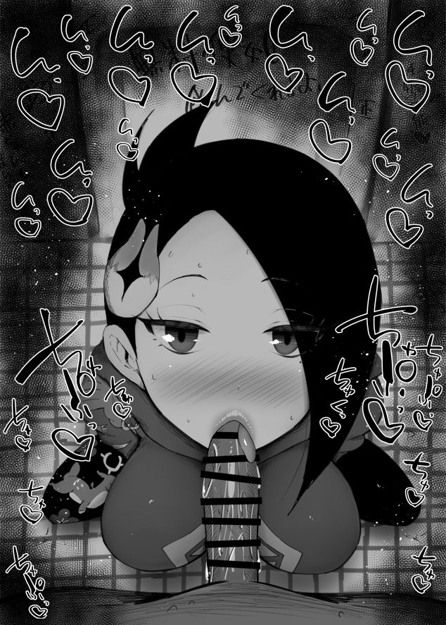1boy, 1girls, big breasts, big penis, black and white, blowjob, blush, bodysuit, breasts, censored, detailed background, drooling, eyelashes, fellatio, female, hair ornament, heart, human, indoor, inside, kurotama, looking at viewer, mai (pokemon legends), male, male pov, oral, oral sex, penis, pokemon, pokemon legends: arceus, room, saliva, shiny, shiny skin, short hair, sketch, sound effects, squatting, straight, sweat, text, tongue, tongue out, vein, veins, veiny, veiny penis, video game, video games