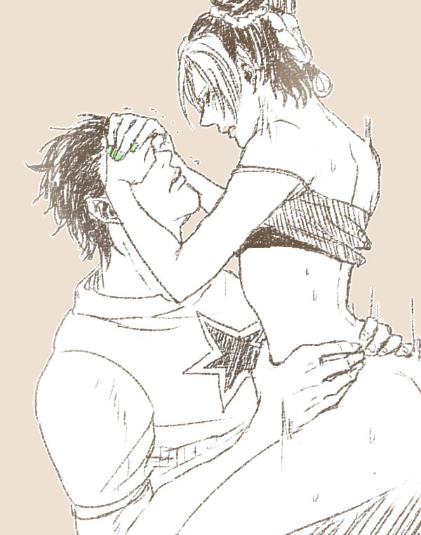 1boy, 1girls, age difference, blushing, covering eyes, daughter, dilf, father, father and daughter, female, female on top, incest, jojo's bizarre adventure, jolyne kujo, jotaro kujo, male, pussy, stone ocean, straight, vaginal penetration, vaginal sex, yui (artist)