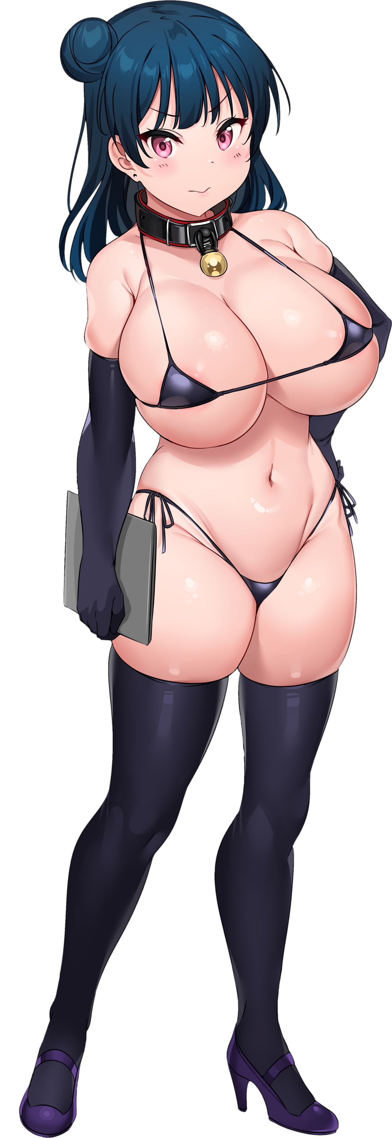 bikini, breasts, female, huge breasts, love live! sunshine!!, micro bikini, smile, tem10, tsushima yoshiko