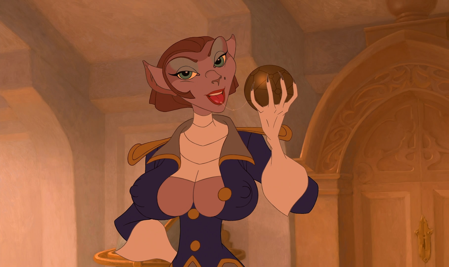 1girls, alternate breast size, anthro, blue eyes, breasts, captain amelia, cleavage, disney, edit, editfag, feline, female, furry, large breasts, lipstick, open mouth, saliva, screenshot, screenshot edit, short hair, smile, source request, tongue, treasure planet