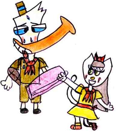 1boy 1girls camp_lazlo cartoon_network cat edward_(camp_lazlo) emmacrb fan_character female male platypus straight tagme