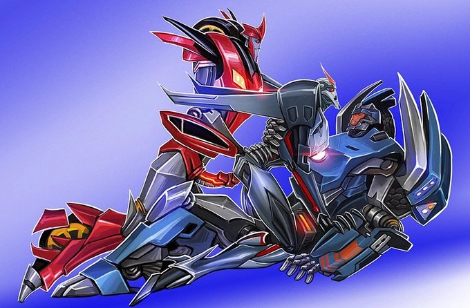 3boys breakdown breakdown_(transformers) closed_eyes double_penetration hand_on_ass knock_out_(transformers) knockout maxkennedy_nsfw starscream transformers transformers_prime wings yaoi