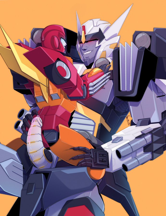 artist_request character_request erection gay hand_on_thigh holding imminent_sex robot rodimus_prime saliva_trail size_difference transformers