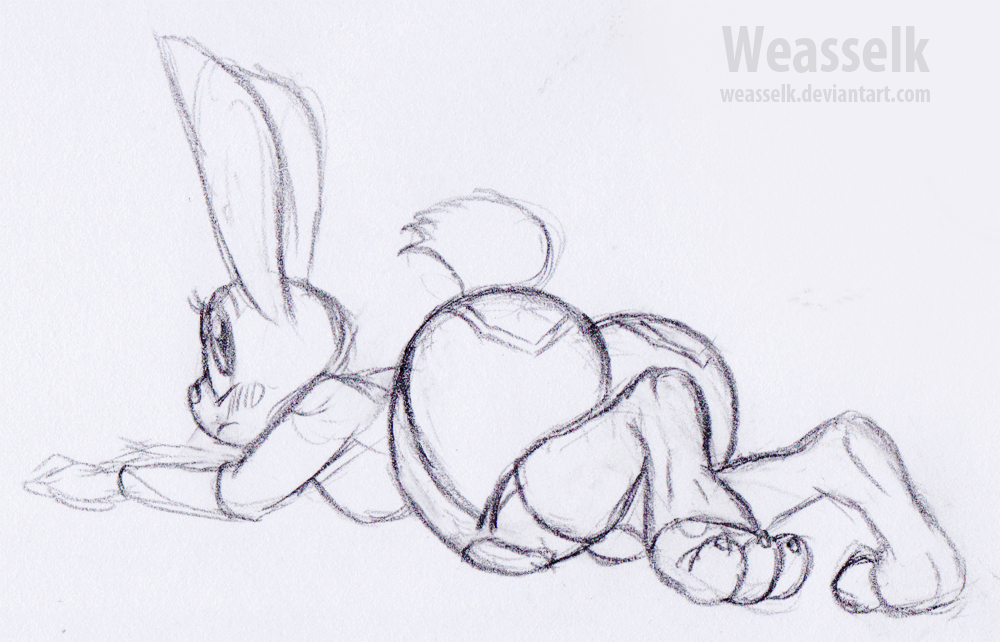 2016 ass blush cloth clothing disney feet female judy_hopps lagomorph looking_back mammal monochrome police rabbit rough_sketch sketch traditional_media_(artwork) uniform weasselk wide_hips zootopia zootropolis