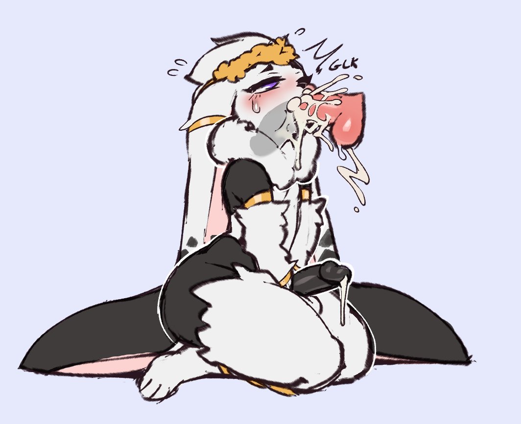blowjob, cum, cum in mouth, disembodied penis, femboy, furry, male, male focus, male only, no humans, penis, stylusknight, tagme