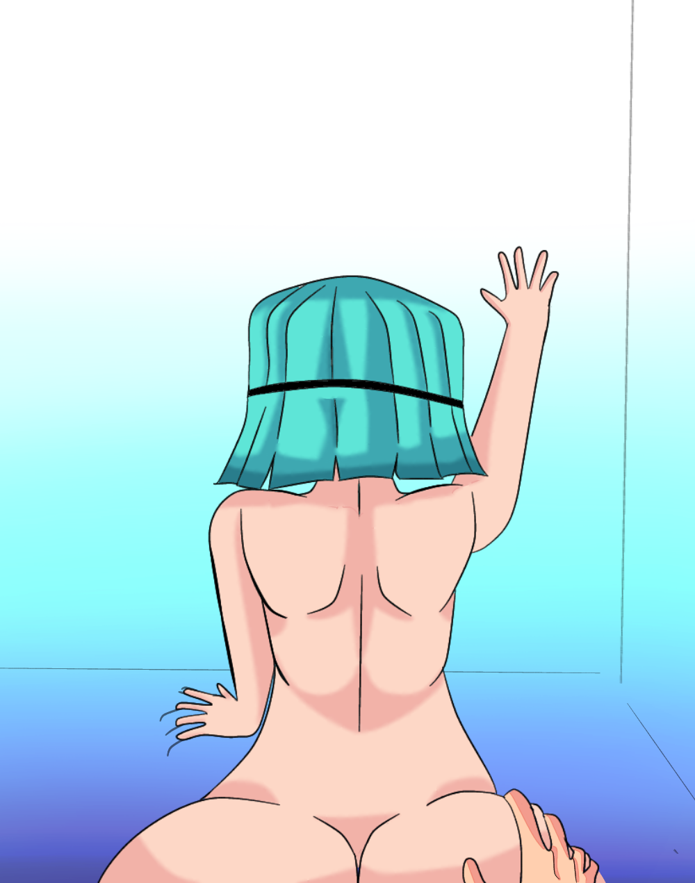 against_wall ass ass_grab behind behind_view big_ass big_butt blue_hair clash_(series) clash_royale completely_nude completely_nude_female crast curvy eyepatch from_behind gripping nude nude_female rascals_(clash_royale) rascals_(girl)_(clash_royale) sex_from_behind