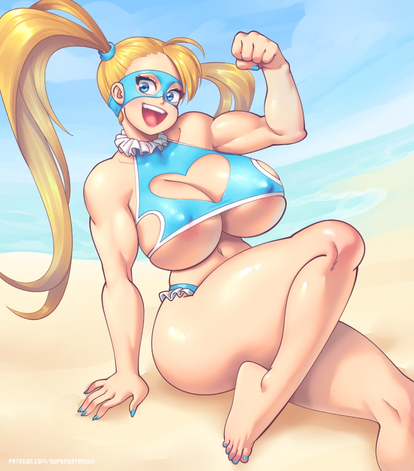 1girls, biceps, breasts, female, female only, huge breasts, muscular, muscular female, rainbow mika, solo, street fighter, supersatanson, thick thighs, wide hips