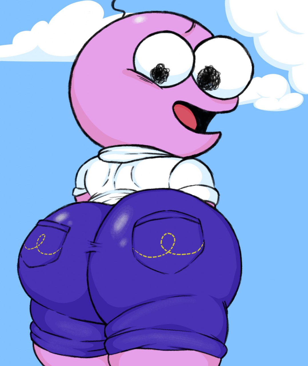 ass, ass focus, big ass, big butt, clouds, filthyopossum, looking at butt, looking back, male, male focus, male only, pim (smiling friends), smiling friends, solo, thick ass