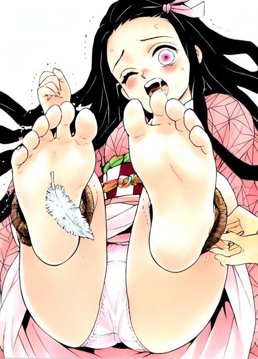 demon, demon girl, demon slayer, feet, female, kimetsu no yaiba, nezuko kamado, tickle torture, tickling, tickling feet