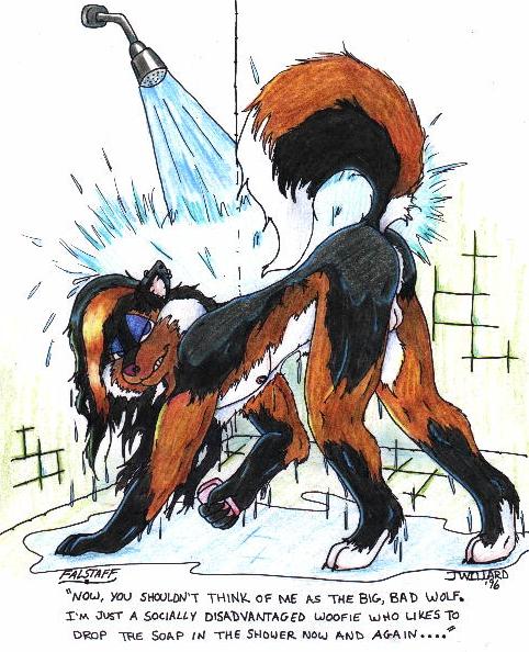 1990s 1996 20th_century balls falstaff furry furry_only gay jessica_willard jwillard male no_humans piercing shower soap suggestive