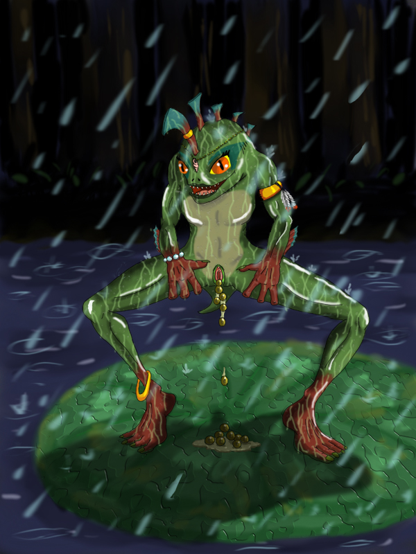 1girls anklet armband blizzard_entertainment bracelet female female_only green_skin jewelry leg_hold mrak murloc murloc_female open_mouth open_pussy orange_eyes rain red_skin sharp_teeth shiny_skin slime slit_pupils spreading_legs warcraft water wet_skin world_of_warcraft