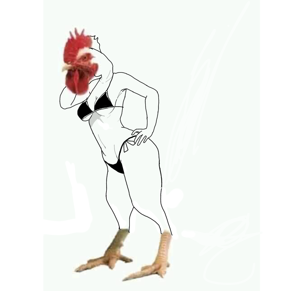 anthro bikini bizarre chicken edit edited funny tagme white_background