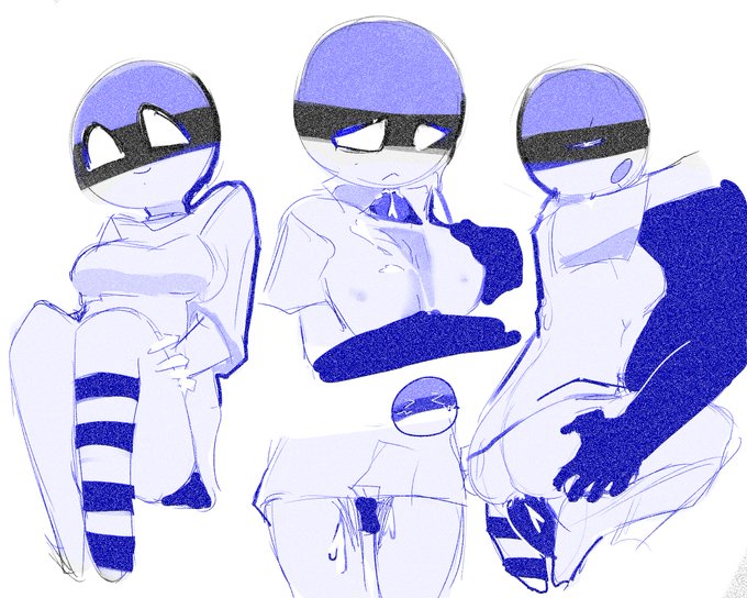 1boy, 1girls, anon, blue nipples, breasts, clothing pull, countryhumans, countryhumans girl, cum, cum in pussy, cum inside, estonia (countryhumans), female, male, moaning in pleasure, nipples, no panties, oceanic pallete, paizuri, pussy, thigh gap, thighhighs, thighs, tits