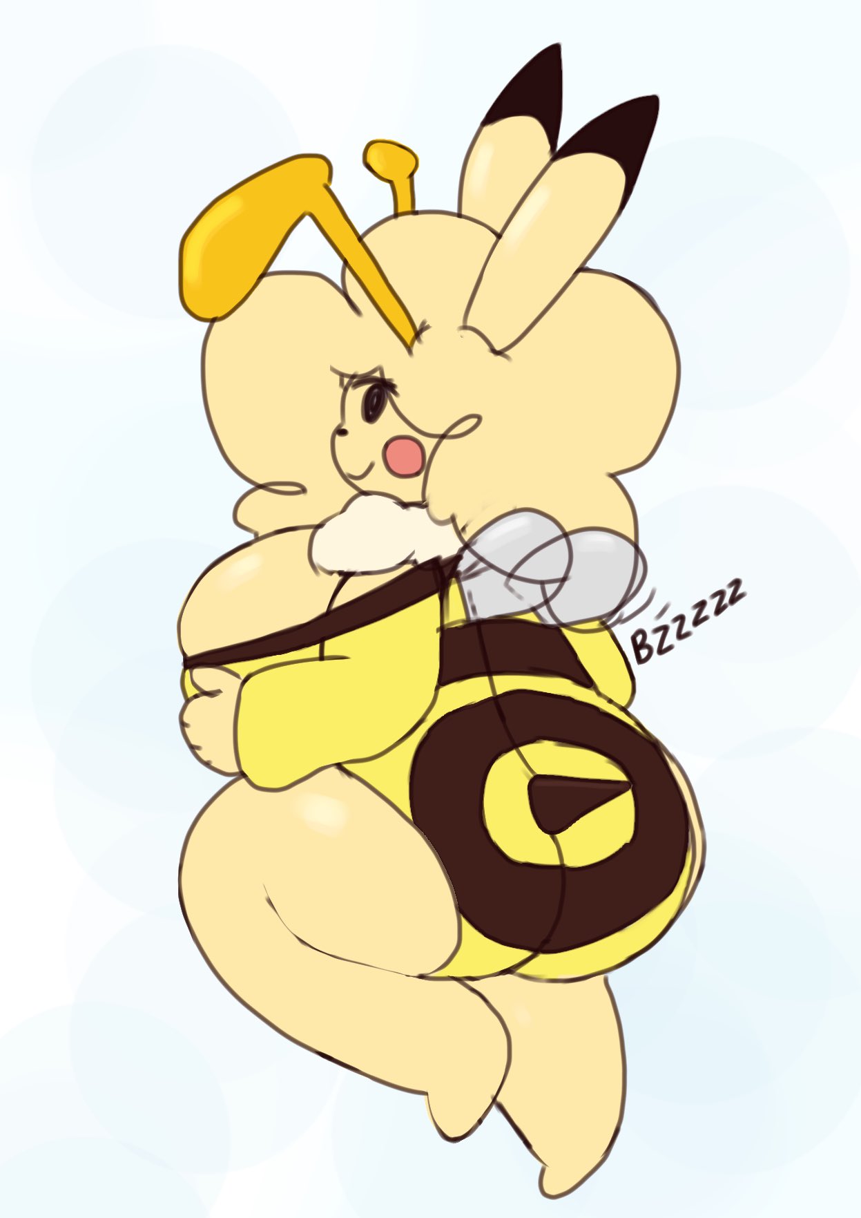 aiming antenna ass bee big_breasts female_focus female_only floating furry giant_breasts huge_breasts ilovefuud insect_wings insects large_breasts pikachu pokémon_(species) pokemon puppysnackz round_ass round_butt showing_ass sillysmugz stinger wide_hips wings yellow_clothing