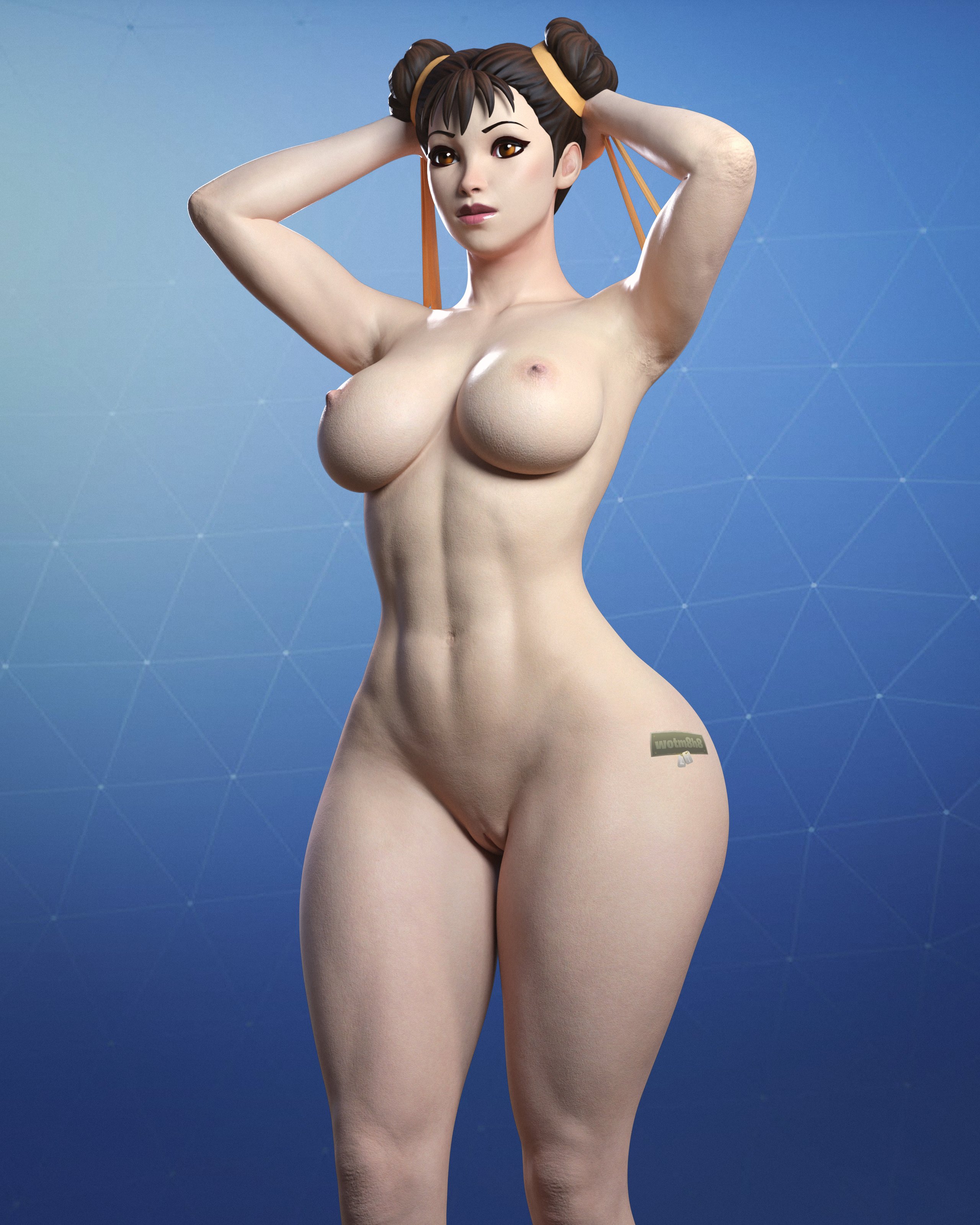 1girls, 3d, capcom, chun-li, chun-li (fortnite), female, female only, fortnite, nude, nude female, solo, street fighter, thick thighs, wotm8h8