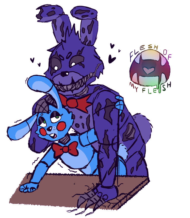 bonniextoybonnie, bowtie, five nights at freddy's, five nights at freddy's 2, flesh of my flesh, forced, from behind, fucked senseless, gay, gay sex, male, nightmare bonnie, on table, toy bonnie (fnaf)