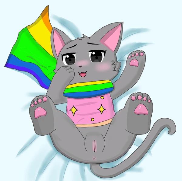 black_eyes cat cat_ears female female_only feral furry nyan_cat poptart rainbow solo solo_female tagme