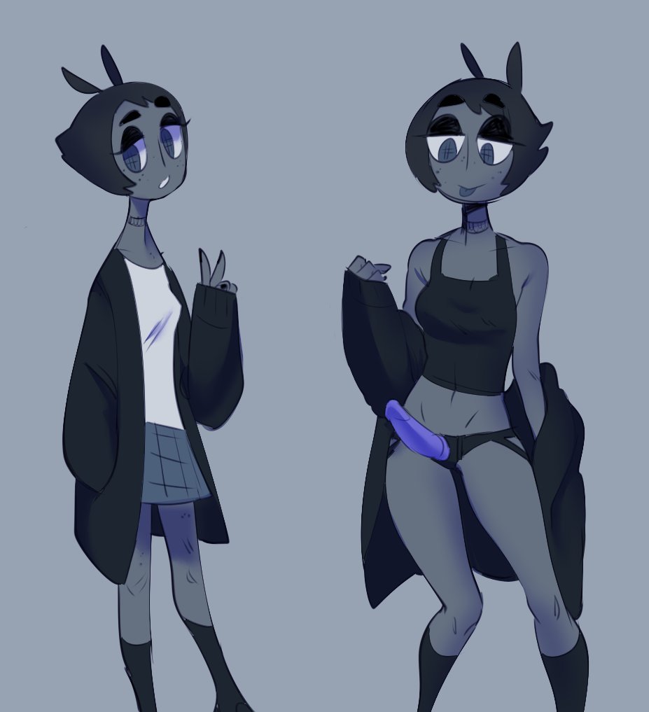 2019 anthro black_hair bug clothed color digital_drawing_(artwork) digital_media_(artwork) dildo fly grey_skin legwear oc original original_character short_hair simple_background strap-on undressing vontecristo