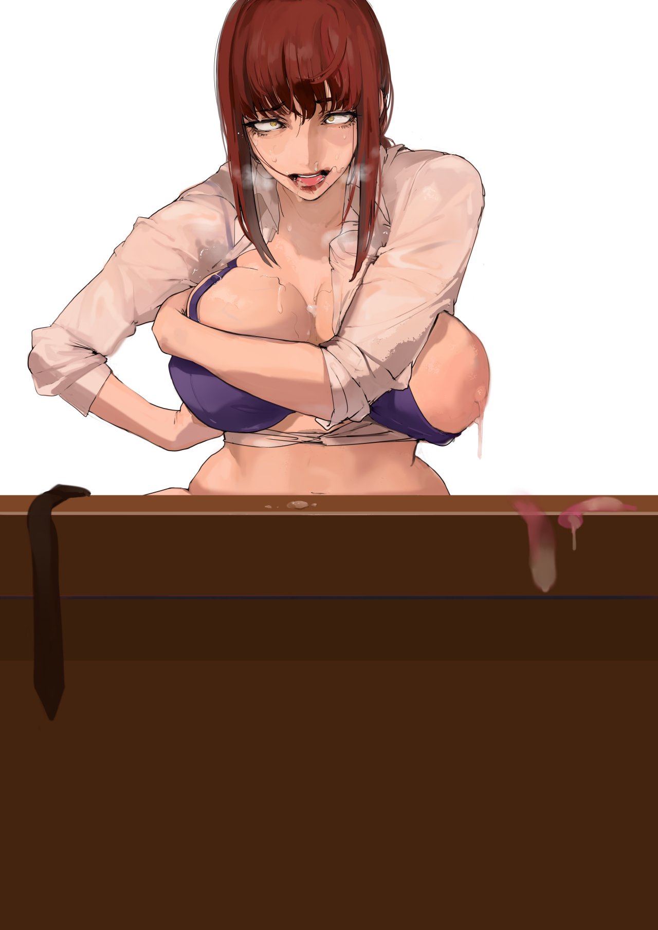 big breasts, breasts, chainsaw man, female, large breasts, makima (chainsaw man), mamimi (artist), pleasure face, red hair