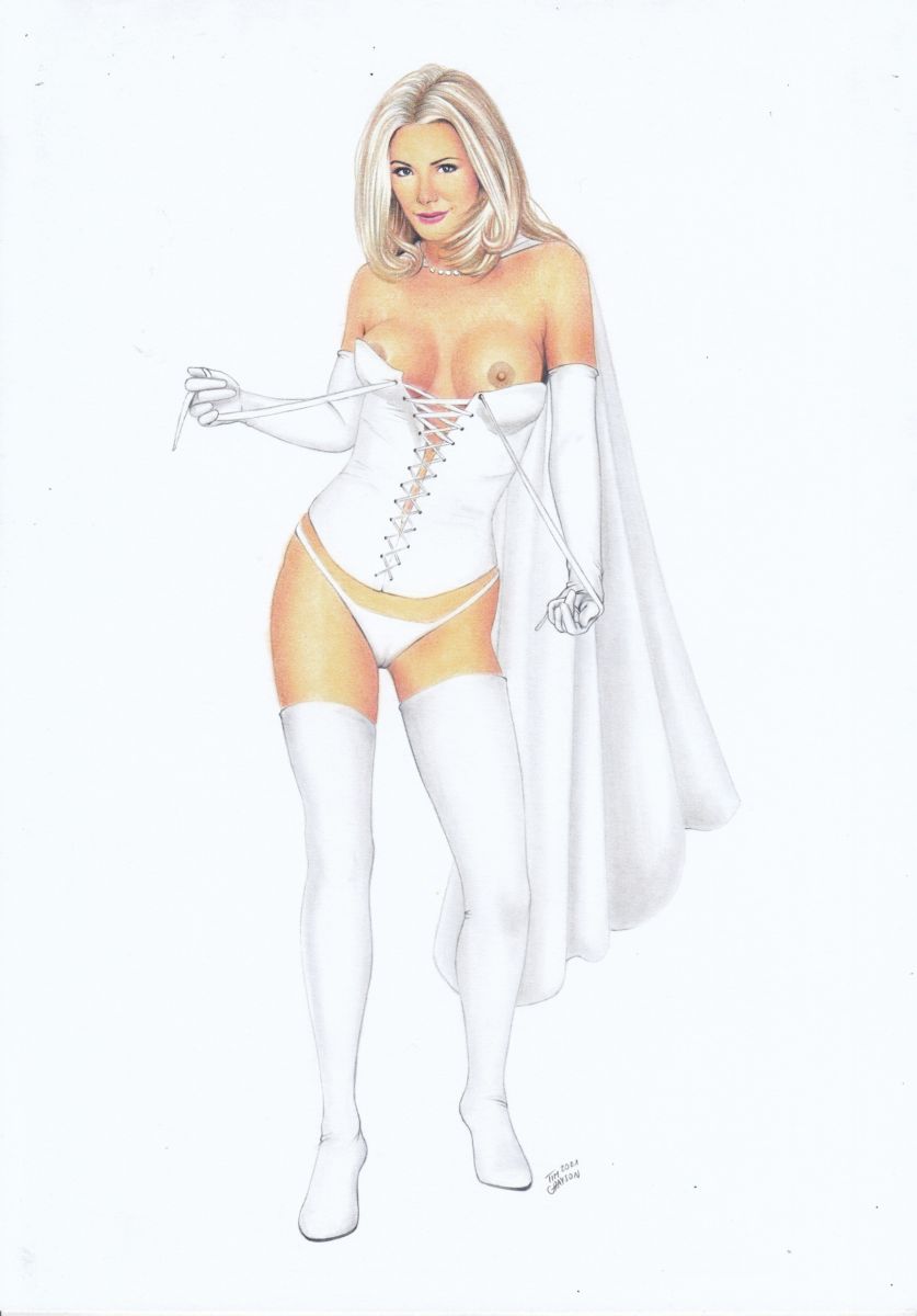 blonde_hair breasts breasts_out emma_frost lingerie marvel marvel_comics realistic tim_grayson undressing white_queen x-men