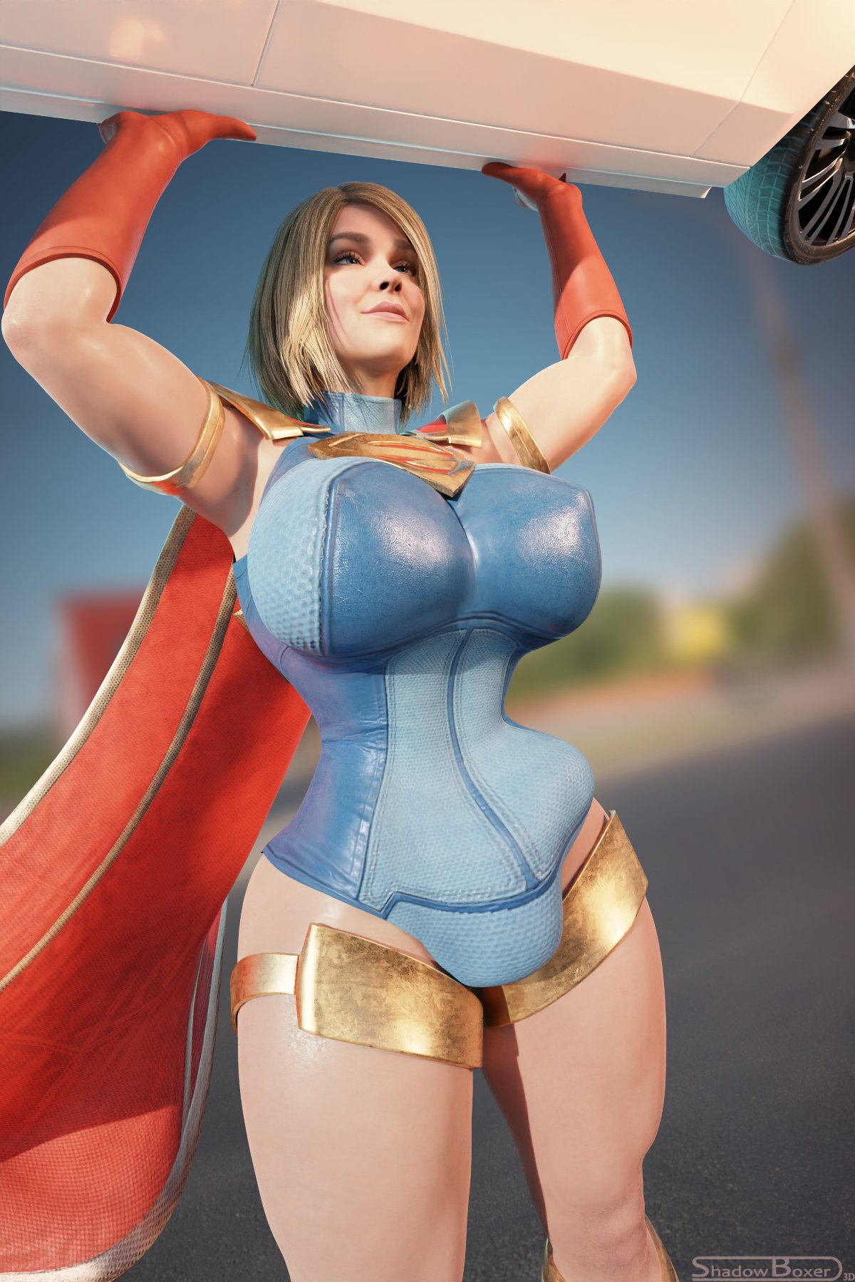 1futa, 3d, breasts, bulge, cameltail, dc, dc comics, detailed bulge, erection under clothes, futa only, futanari, huge breasts, injustice 2, intersex, kara danvers, kara zor-el, penis, penis under clothes, shadowboxer, solo, supergirl, supergirl (injustice), superman (series)