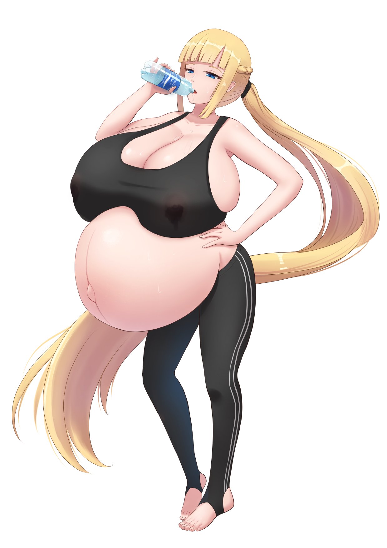 1girls breasts female female_only huge_belly huge_breasts kakuajialter pregnant ready_to_pop solo