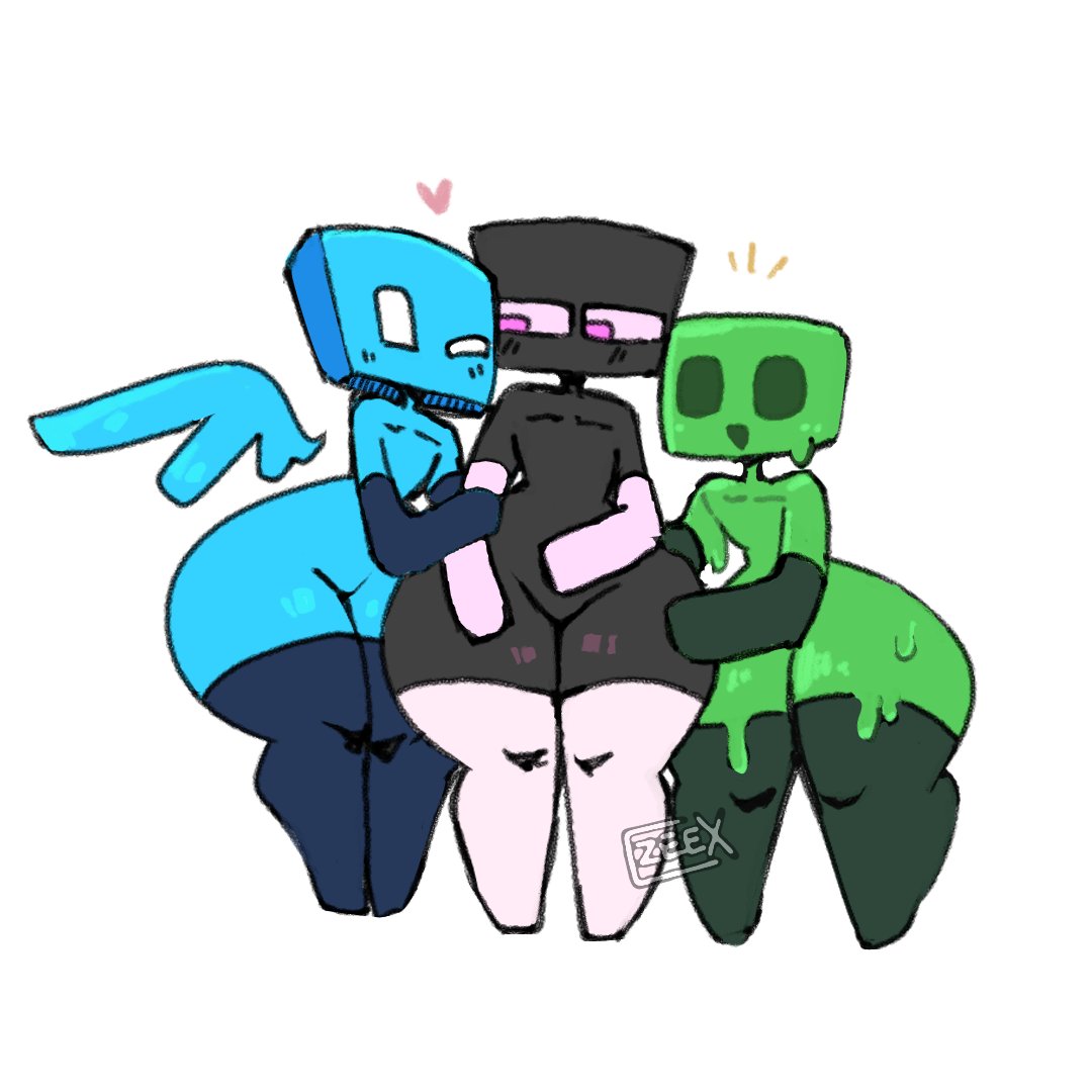 2eecks allay_(minecraft) ambiguous_gender big_ass big_thighs black_skin blue_skin curvy curvy_hips cute enderman green_slime heart high_resolution long_gloves minecraft minecraft_mob mob_vote nub_feet shiny_skin signature slime slime_(minecraft) stockings suggestive thick_legs video_game wide_hips wings