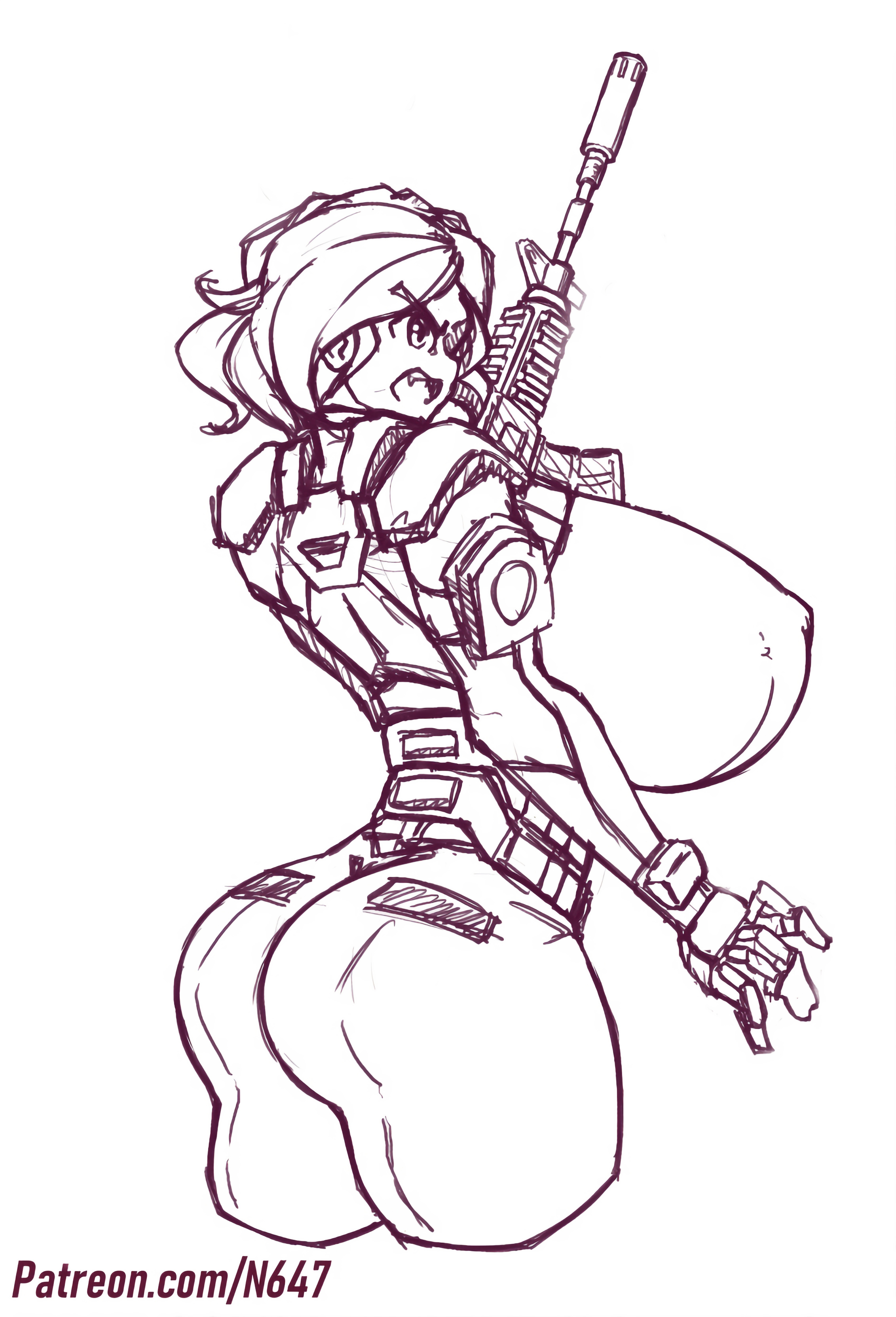 1girls, alternate breast size, ass, back view, big ass, big breasts, big butt, big hips, big thighs, breasts, breasts out, breasts outside, bubble ass, bubble butt, female, female only, growth, hips, huge ass, huge breasts, huge butt, human, human only, iana (rainbow six), large ass, large breasts, large butt, looking at another, n647, rainbow six, rainbow six siege, simple background, solo, stretched clothing, thick, thick ass, thick hips, thick legs, thick thighs, thighs, tight clothes, tight clothing, tights, top heavy, wide hips